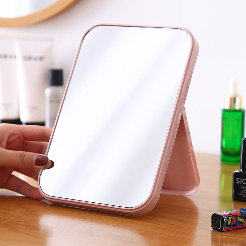 Espejo plegable de maquillaje portátil, espejo de una cara grande y cuadrado, herramienta de maquillaje de belleza sencilla fácil de usar