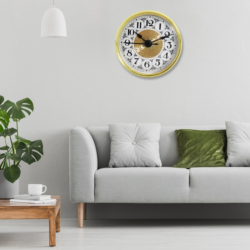 Classic Clock Craft Quartz 70mm Dial Roman Numeral Insert Movement with Golden Color Trim for Home DIY Crafts Quartz