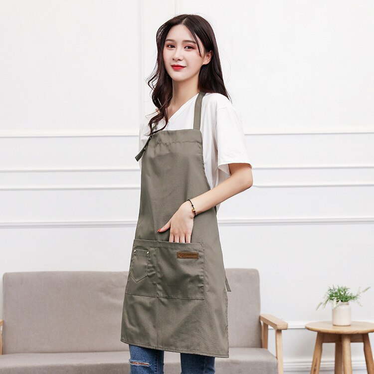 Apron Waterproof Black Washable Canvas Pockets Apron Butcher Crafts Baking Chefs Kitchen Cooking Bbq Plain Home Apron