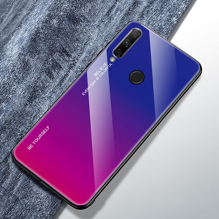 Luxus Fall Für Honor 9X9 X Premium Fall Gradienten Gehärtetem Glas Abdeckung Fall Für Huawei Ehre 9X globale Glas Fall Rüstung: For Honor 9X Global / Blue Gradient purple