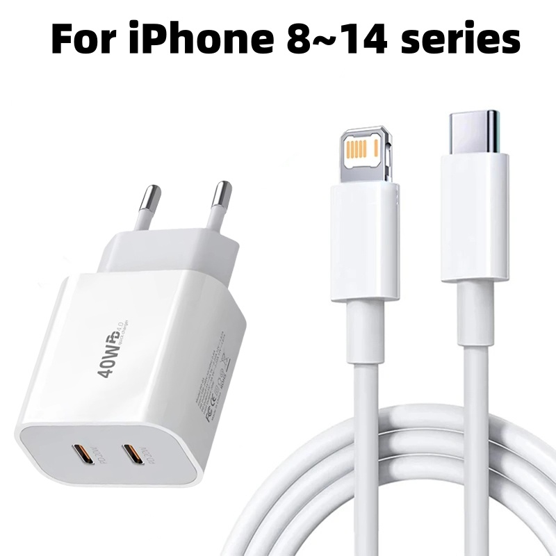 Para Apple Original 40W tipo C cargador rápido para iPhone 16 15 14 13 12 11 Pro Max Plus PD Cable de carga cargador accesorios de teléfono: CH