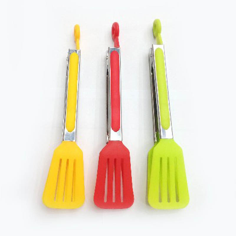 1pc BBQ Clip Cooking Clamp 9 Inch Stainless Steel Kitchen Supplies Food Tong Silicone Nylon Shank Dessert Tweezer Heat-Resistant