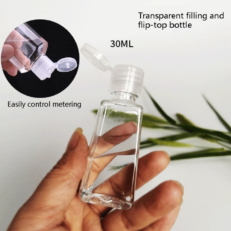 30ml bärbara tomma läckagesäkra plastflaskor för handdesinfektionsmedel med tofsar hållare för lädernyckelhållare