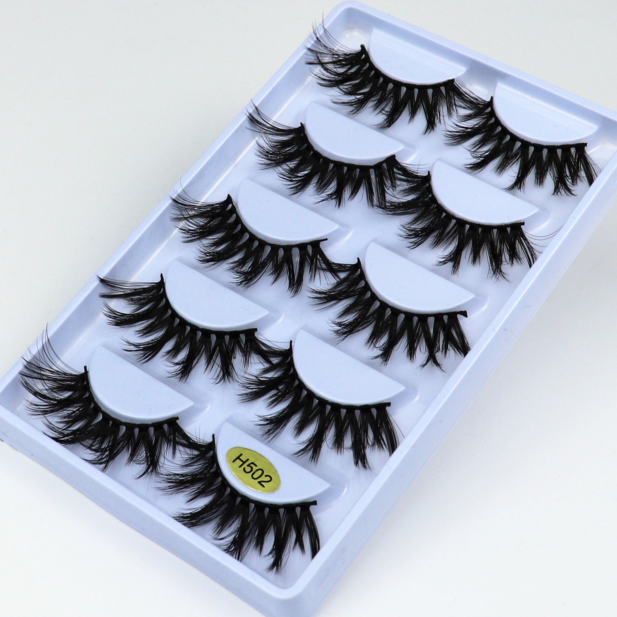MIOFIA 3D ciglia finte in visone 20mm ciglia finte naturali 5 paia faux cils pack ciglia trucco estensione ciglia in seta maquiagem: H502