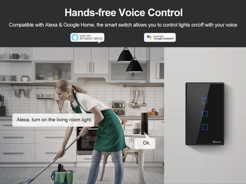 SONOFF T2/T3 US Smart Light Switch,SONOFF TX WiFi eWelink interruptor Smart Home Wall Touch Switch Panel For Alexa Google Home