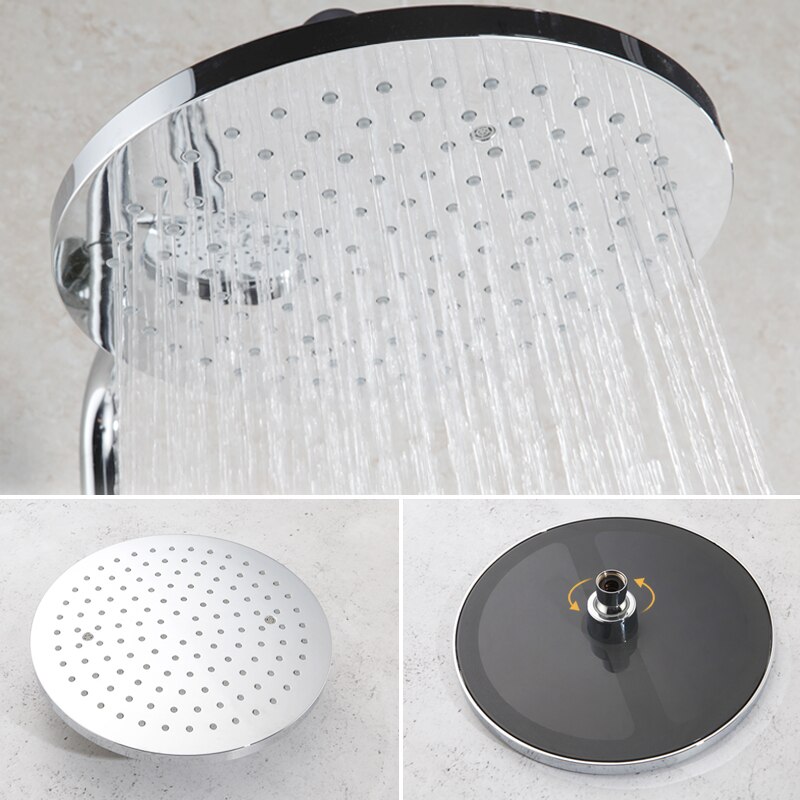 8/10/12 inch Big Rain Shower Head ABS Plastic Square and Round Top Shower Head Over-head Shower Sprayer Chrome and Black