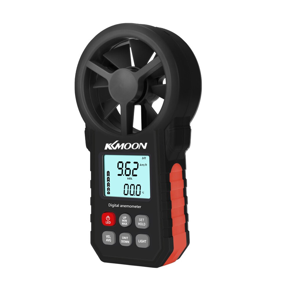 KKMOON Handheld Anemometer Portable Wind Speed Meter CFM Meter Wind Gauge with LCD Backlight Air Volume Temperature Wind Speed: red and black