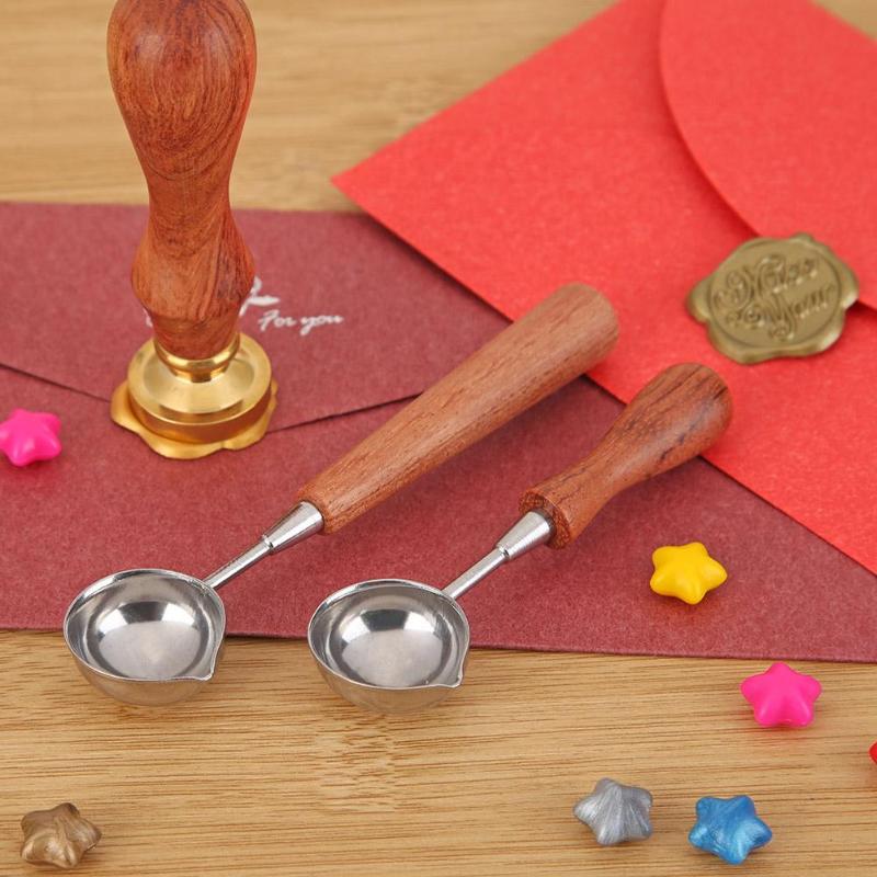 Cuchara de cera lacre, mango de madera Retro, estampado en cera, tarjetas de invitación, sellos decorativos artesanales