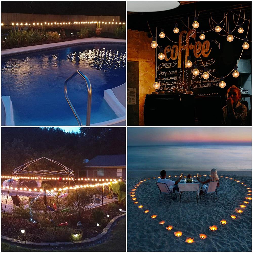 Uteplatsljus  g40 klot fest julslinga ljus, varm vit 25 klara vintage glödlampor 25ft fairy light, dekorativ utomhus girlander
