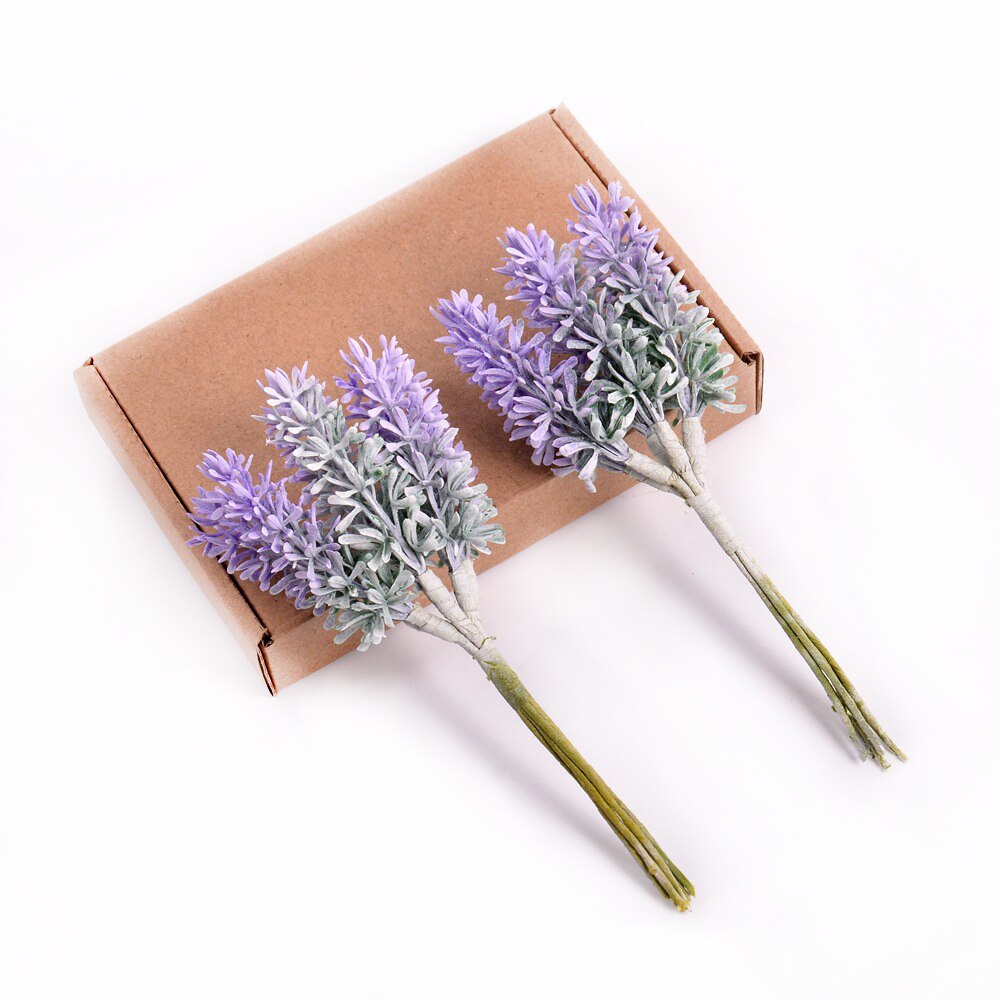 6 stks/partij mini lavendel kunstbloemen handgemaakte Kerst wedding thuis decoratie DIY plakboek box