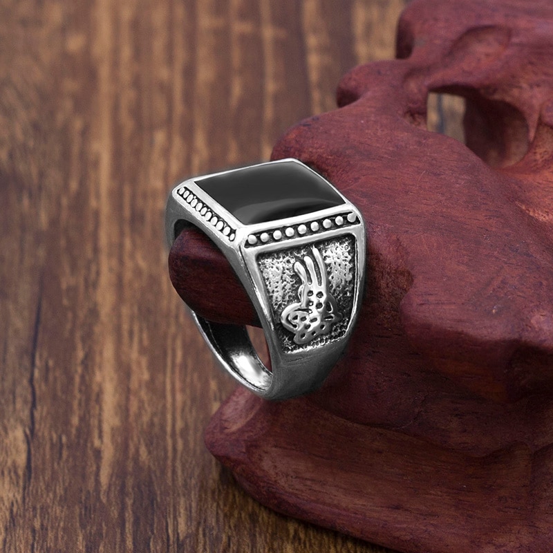Anel de gotejamento de óleo quadrado preto vintage anéis de casamento masculino liga acessórios de jóias
