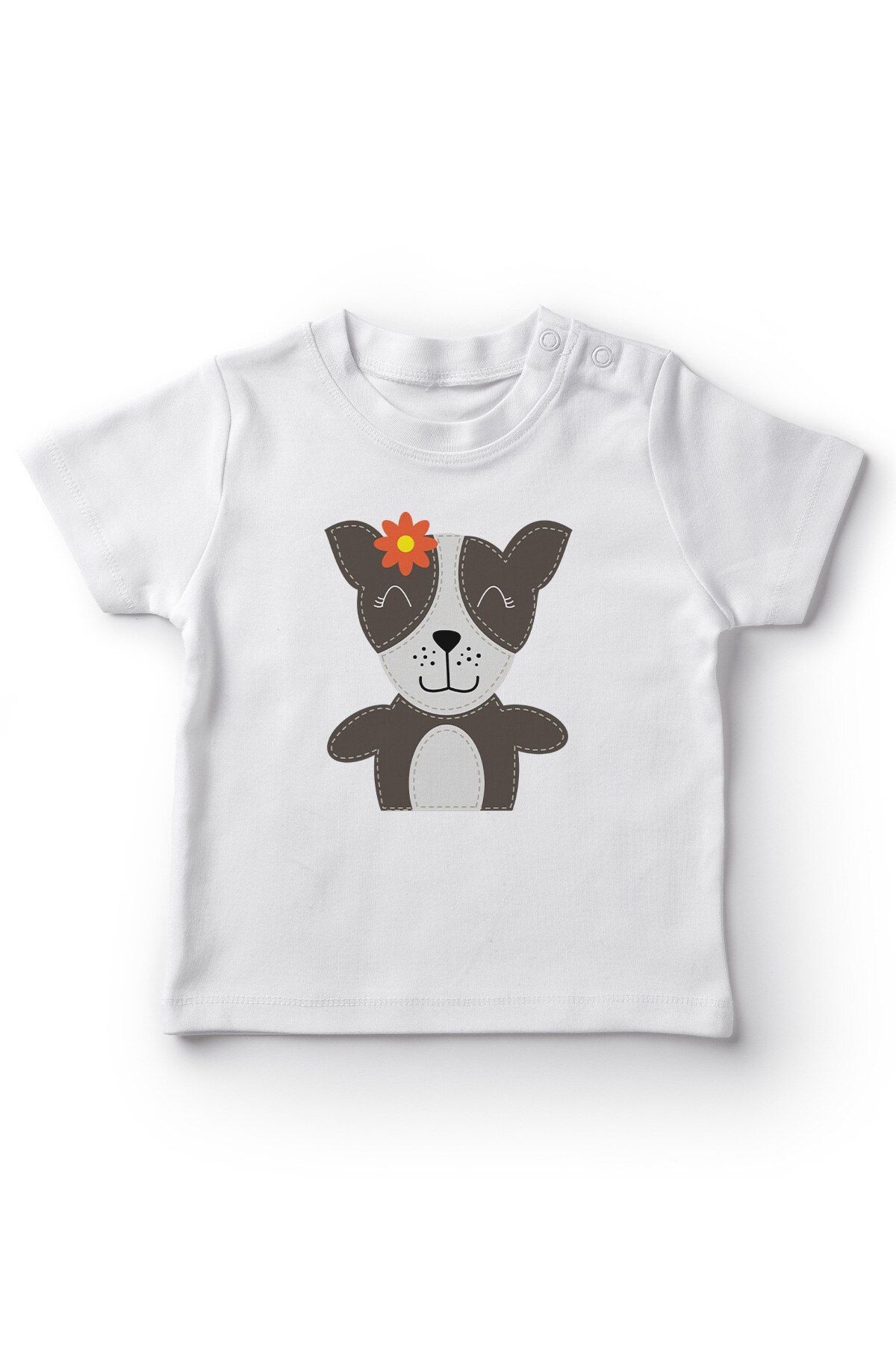 Angemiel Baby Floral Happy Dog Baby Boy T-Shirt White