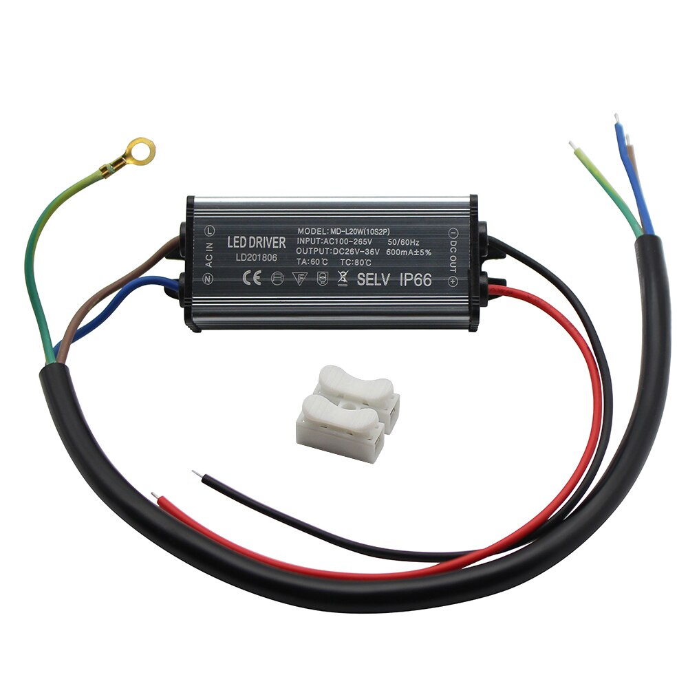 Aluminium IP66 20W LED Driver 600mA AC 100-265V Power Supply Lighting Transformer Drivers Ballast for Spotlights / Street lamps
