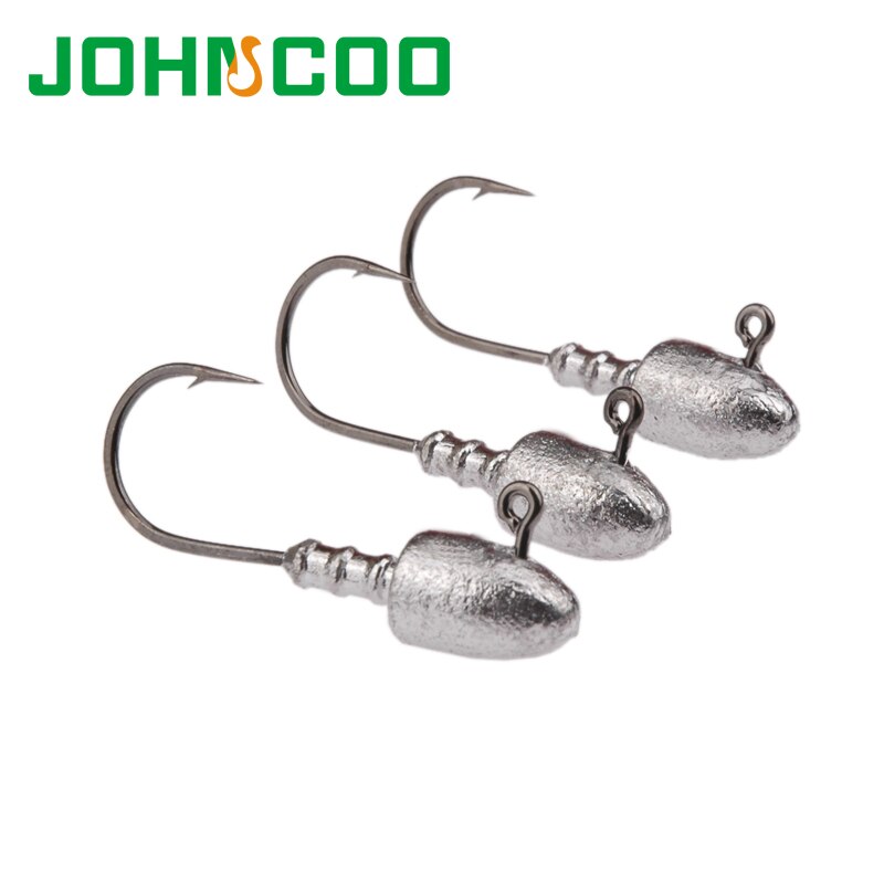 JOHNCOO-anzuelo con cabeza plomada de plomo descubierto, 6 uds., 2,5g, 5g, 7g, 10g, 15g, 18g, gancho de cabeza de plomo, plantillas de cebos, anzuelo de pesca suave, señuelo
