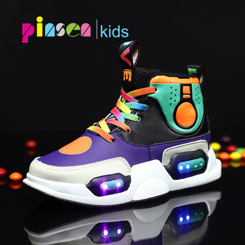 Usb Opladen Sneakers Lichtgevende Kinderen Led Schoenen Jongens Met Licht Up Kids Schoenen Meisjes Sneakers Gloeiende Schoenen Echt Leer