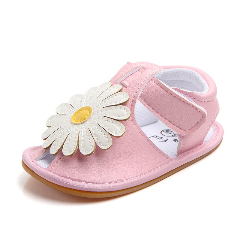 Novedad de verano, sandalias suaves de piel sintética para niñas, sandalias de goma antideslizantes con flores grandes bonitas, sandalias para bebés, zapatos para niñas pequeñas y princesas: pink / 13-18 meses