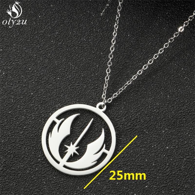 Collares de acero inoxidable con símbolo de orden Jedi, colgante con logotipo, cadena, collar gótico de estrella para mujer, joyería, de Hip Hop para hombre