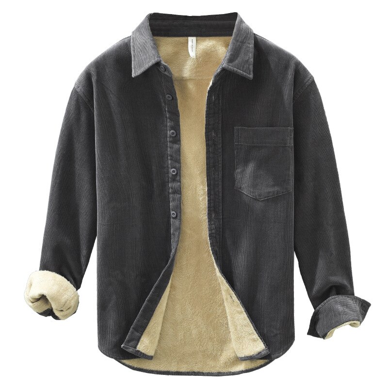 Chemise en molleton épais pour homme, vêtement d'extérieur , Vintage, urbaine, Simple, à revers, ample, Cargo, tous les jours, 1352