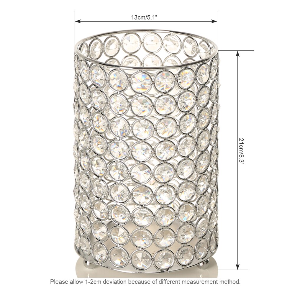 VINGIANT Crystal Cylinder Flower Vases Candle Holders for Home Wedding Table Centerpieces Halloween Decoration Handmade: Silver 9 Floor
