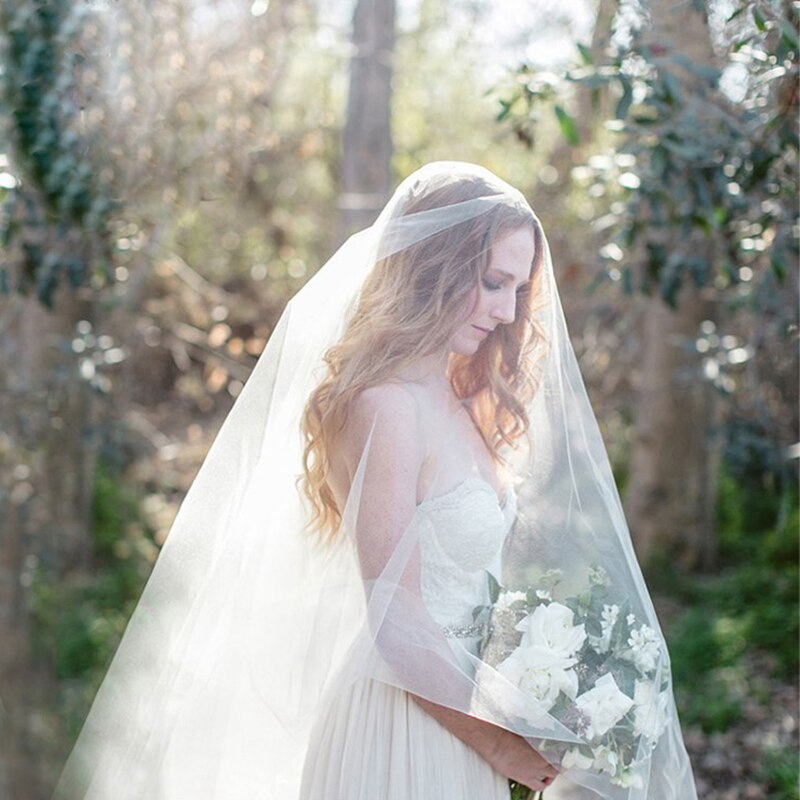 Voile blanc mariée 1 à 8M voile de mariage 1.6M largeur 1 couche dentelle accessoires de mariage sans peigne