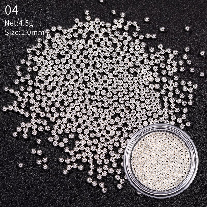 0.8mm/1.0mm mini små perler i rustfrit stål neglekunst dekorationer pistol guld sølv kaviar gør-det-selv værktøj negle nitter tilbehør: 04