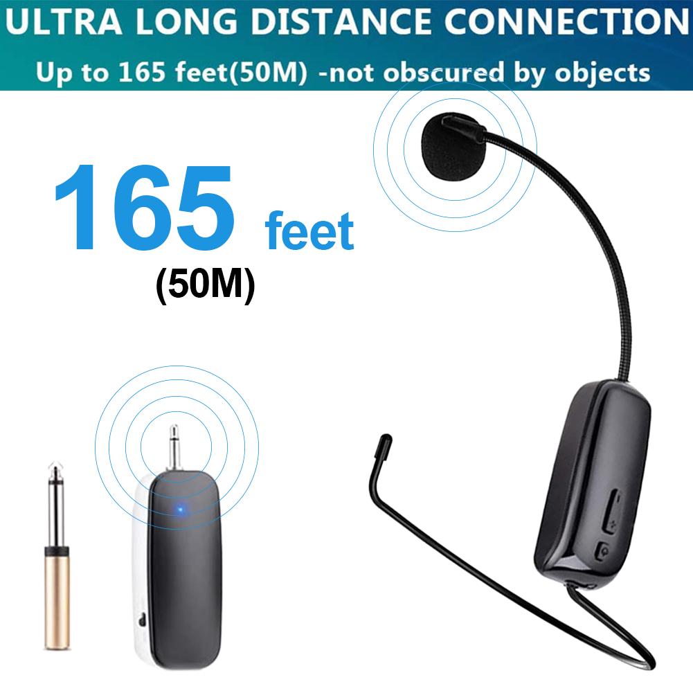 Newest 2 In1 Wireless Headset Microphone Potable Voice Amplifier UHF Handheld Loudspeaker Speech Handsfree Megaphone Radio Mic