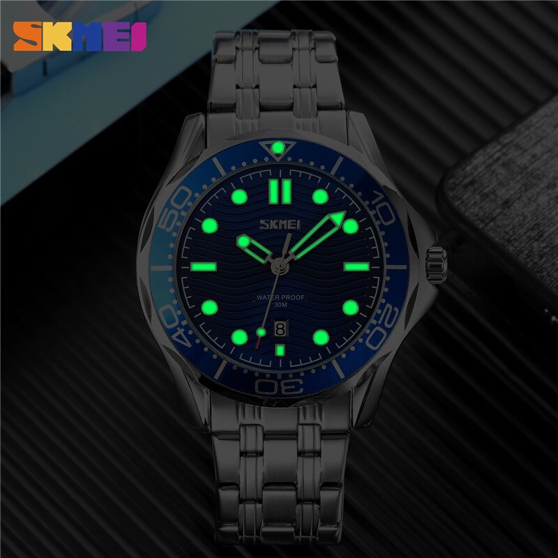 SKMEI-reloj de pulsera con movimiento de cuarzo japonés para hombre, cronógrafo tridimensional con textura, esfera con fecha y hora, 9276