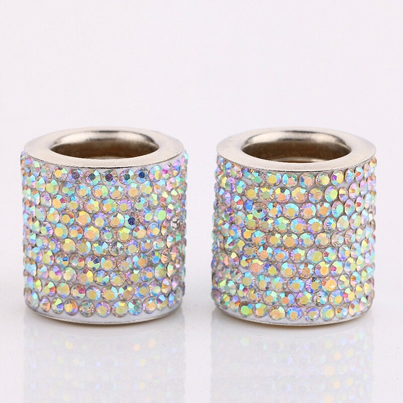 Reposacabezas de cristal Universal para asiento de coche, collares de anillo de decoración, dijes de diamantes brillantes, accesorios de Interior de coche para mujeres y niñas: 2pcs AB color