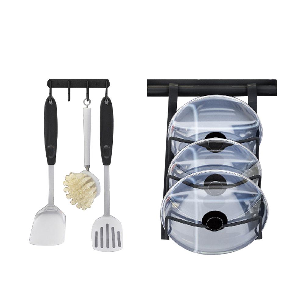 Pot Lid Rack Wall-mounted Durable Stainless Steel Punch-free Bowl Holder For Household Restaurant Kitchen