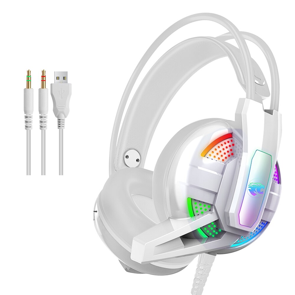 4D Stereo Stereo High-end LED Pro Gaming Headset for Nintendo Switch PS4 Xbox One & PC HD Mic Gaming Headset Wired Headphones: White A12