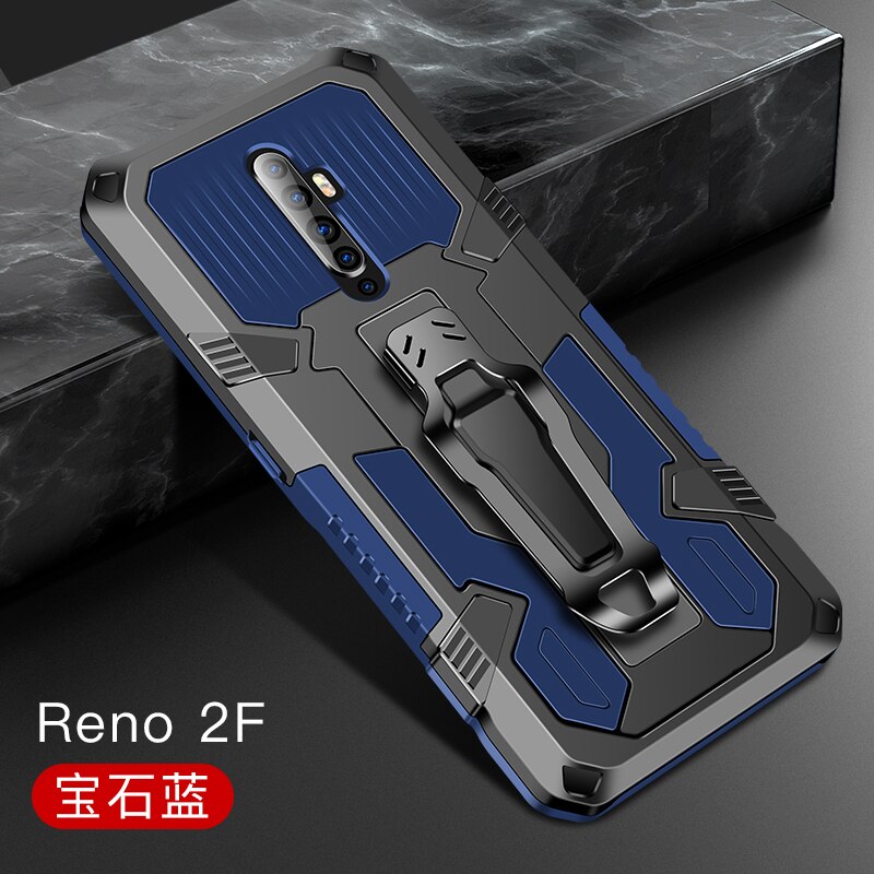 Pancerna obudowa do OPPO RENO 2Z 2F obudowa odporna na wstrząsy futerał na pasek etui na OPPO RENO 2 Z etui F OPPO RENO 2F 2Z Coque Funda capa: For Reno 2z / Blue