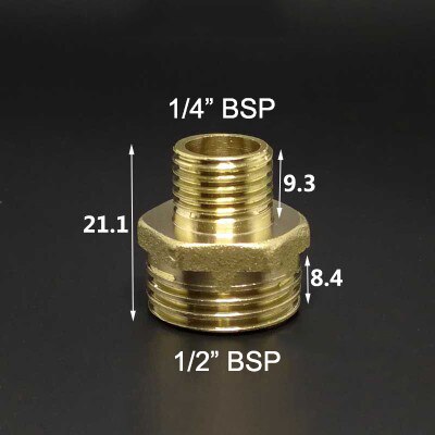 1/8 " 1/4 " 3/8 " 1/2 " 3/4 " 1 " bsp hangevind messing rørfitting ens reducerende sekskantet nippel koblingsstik adapter: No11