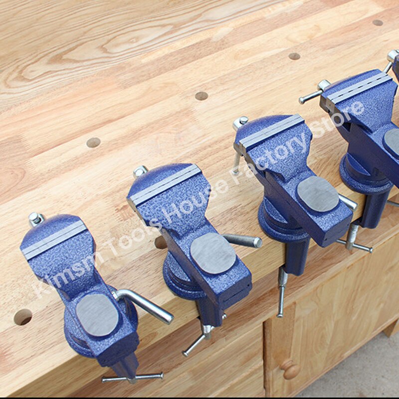 Bench Vise Jaw Width 80mm 360 Degree Swivel Cast Iron Tabletop Vice Multifunctional Heavy Clamp Non-slip Rubber Pad Accessories