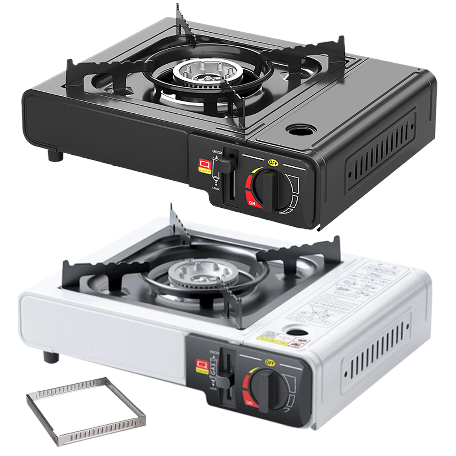 Estufa de Cassette portátil, estufa compacta para acampar, cocina resistente, Control de llama multietapa, encendido automático para Picnic y senderismo