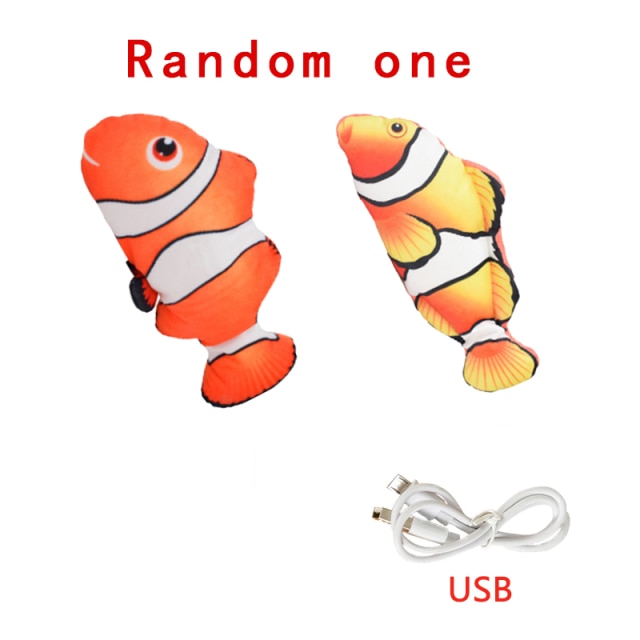 Pet Soft Electronic Fish Shape Cat Toy Electric USB Charging Simulation Fish Toys Funny Cat Chewing Playing Supplies Dropshiping: Clownfish