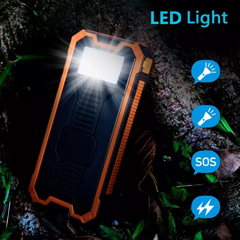 30000mAh Solar Power Bank Fast Qi Charger For Powerbank External Battery Portable Poverbank Flashlight