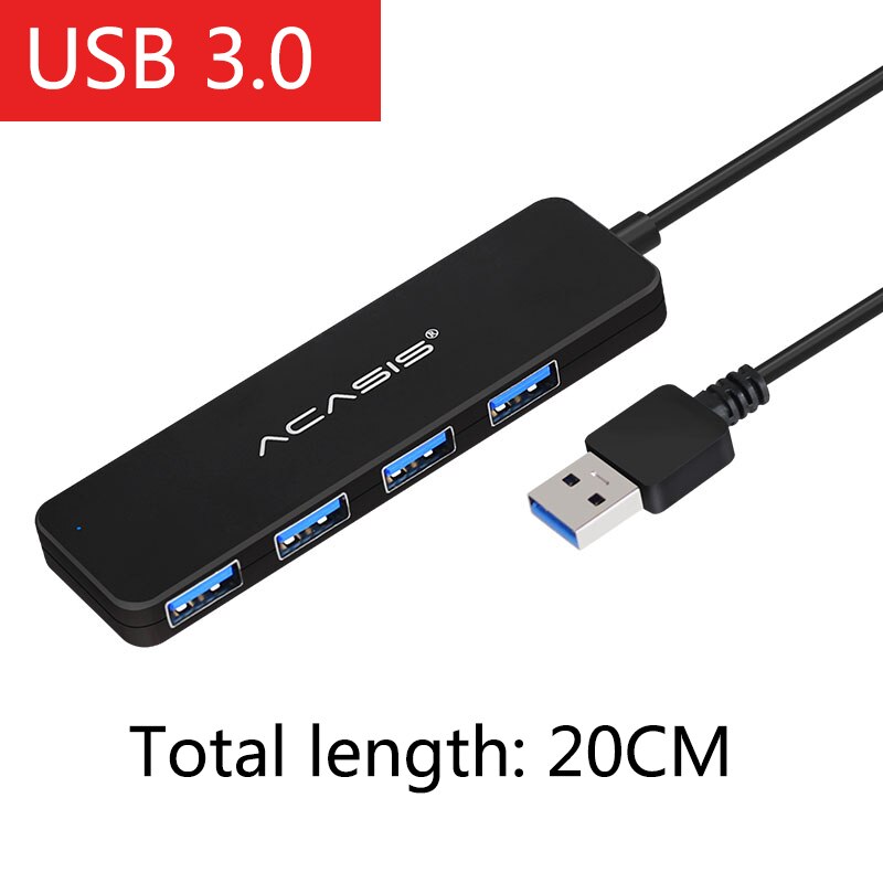 Acasis Multi-Ports Powered USB 3.0 HUB USB Extension with On/Off Switches 15V Adapter Support Splitter Computer Accessories: 4 Ports USB 3.0