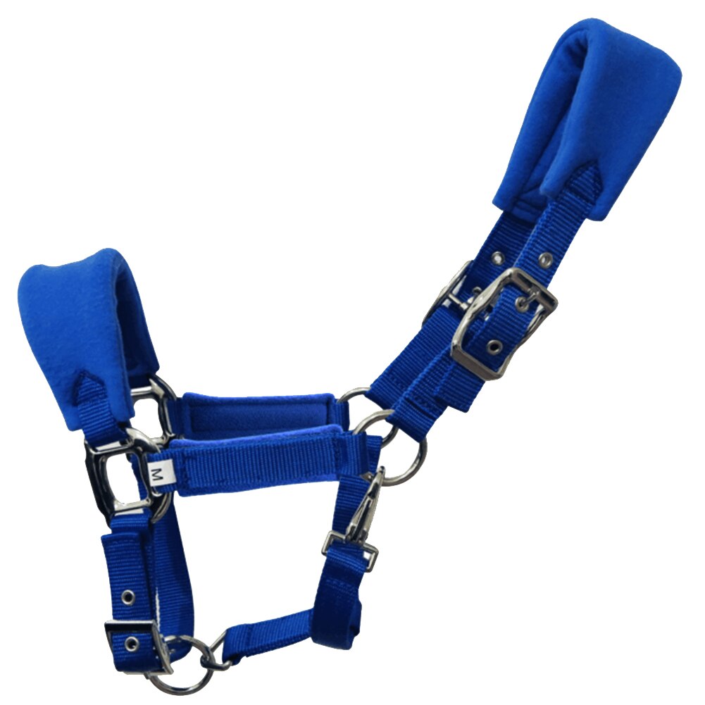 Equipo de equitación con cuello Halter Para Caballo, brida protectora suave gruesa, correa ajustable, accesorios para deportes al aire libre, almohadilla de esponja extraíble: Azul