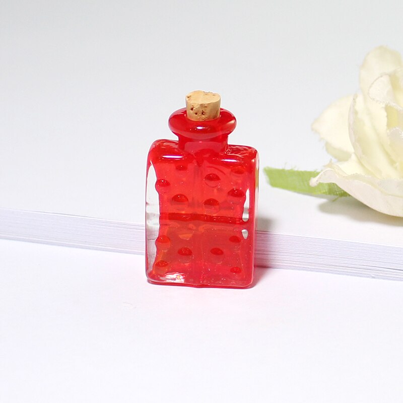 2PCS Klarglas flasche mit kork Kegel flasche anhänger Schnaps Flasche mit kork Glasflasche anhänger: Rectangle-Red