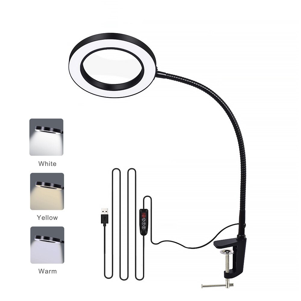 NEWACALOX USB 3X/5X banc étau Table pince loupe LED lumières Flexible lampe de bureau pour la lecture travail éclairage loupe