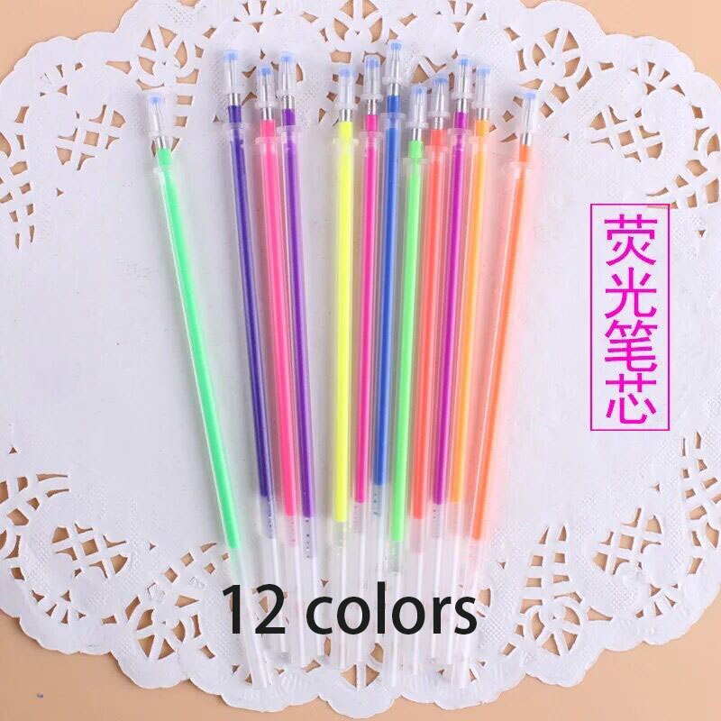 144 pcs/lot Colorful Gel Pen Refill Signature Painting Drawing Ink Refills Office School Stationery Writing Supplies: B