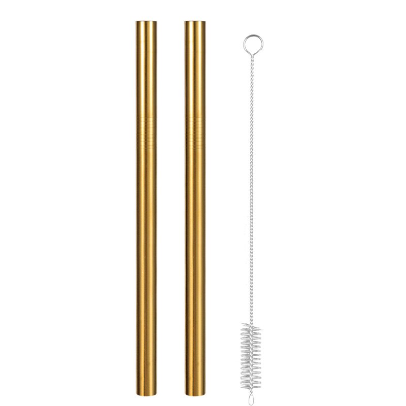 3Pcs Extra Wide Straw Reusable Stainless Steel Drinking Straw Metal Straw For Smoothies Tapioca Pearls Milk Tea Juice Bar Tools: golden