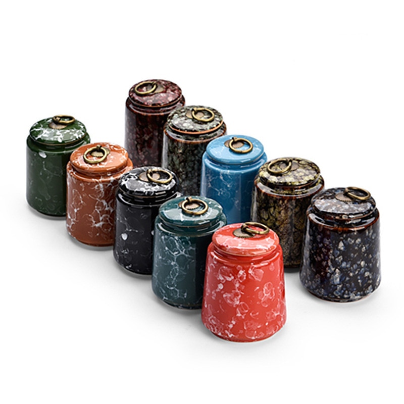 Høykvalitets keramiske tekrukker til hjemmeinnredning tørkede nøtter forseglet tank tekanne oppbevaringsbokser sukkerkaddy flerfarget keramikk honningkrukke