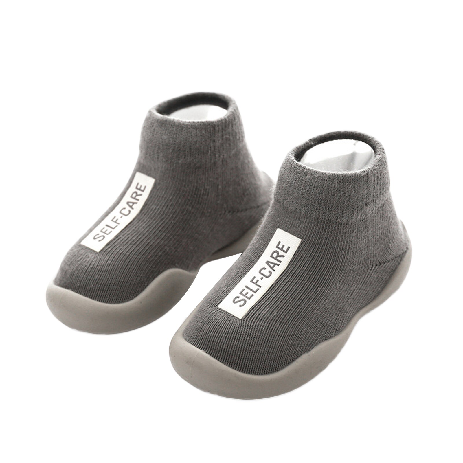 Calcetines antideslizantes informales para bebé, zapatos de suela de goma de Color sólido para primavera y otoño, calcetín de para niño pequeño: Gris / 11.5