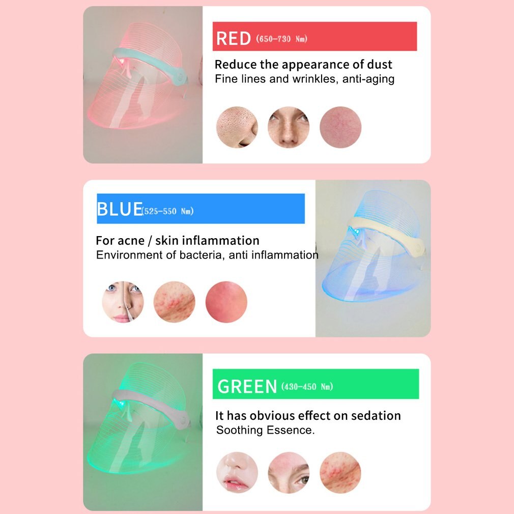 LED Face Mask Light Therapy 7 Colors Light Therapy Facial Photon Beauty Device For Facial Rejuvenation Wrinkles Reduction