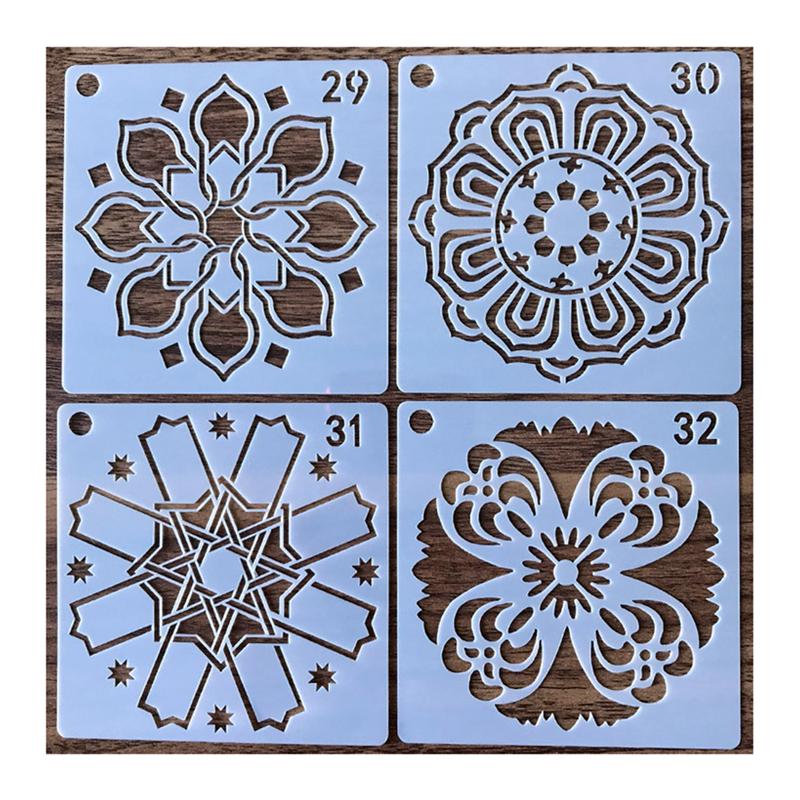36 stk malesjablon hul mandala flot gør-det-selv tegning stencil malet dekor tegneværktøj tapet