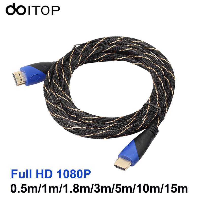 DOITOP High Speed HDMI Kabel Gold Plated HDMI Naar Hdmi-kabel 1.4V Full HD 1080P 3D Voor HDTV XBOX PS3 0.5m 1m 1.5m 1.8m 3m 5m 10m