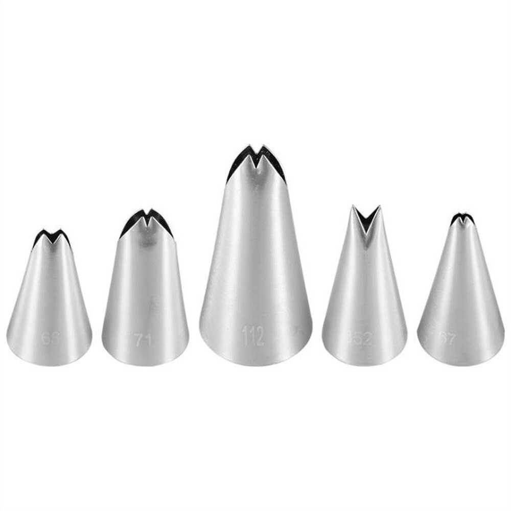 5 Pcs Set Bladeren Nozzles Rvs Icing Piping Nozzles Tips Gebak Tips Voor Cake Decorating Pastry Fondant Gereedschap: Default Title