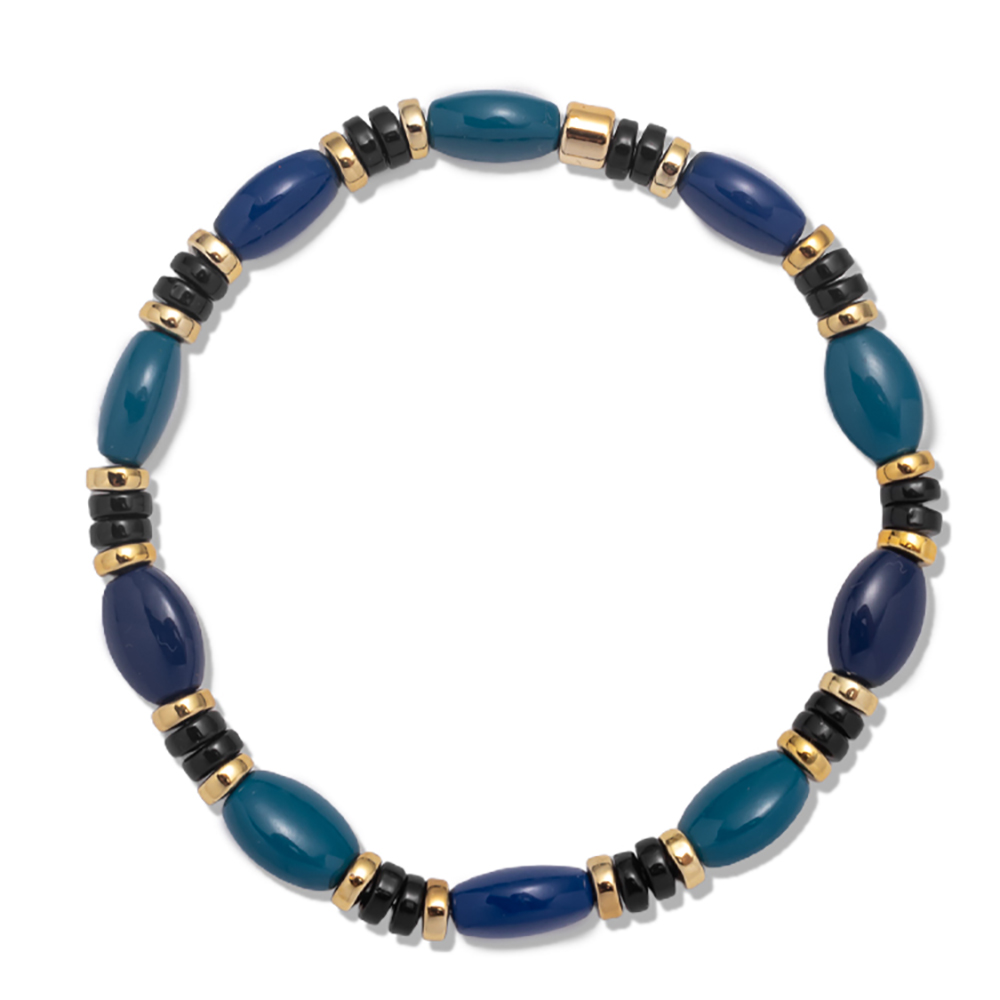 2022 nuovo Design perline colorate bracciali elastici braccialetti fatti a mano con perline Color arcobaleno bohémien per gioielli con perline da donna: Zinco bianco blu placcato