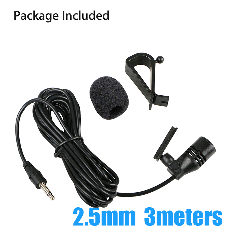 Professionelle billydmikrofon 2.5mm stik stik mikrofon stereo mini kablet ekstern mikrofon til auto dvd radio 3m lang